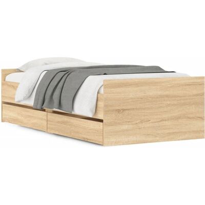 vidaXL 3207366 Sonoma Eiken Bedframe met Lades - Bedtype vidaXL 3207366 Sonoma Eiken Bedframe met Lades - Bedtype