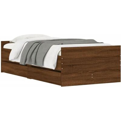 vidaXL Bettgestell mit Schubladen - 100x200 cm - Braune Eiche vidaXL Bettgestell mit Schubladen - 100x200 cm - Braune Eiche