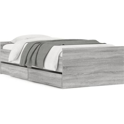 vidaXL Bed Frame met Laden Grijs Sonoma - Bedframe vidaXL Bed Frame met Laden Grijs Sonoma - Bedframe