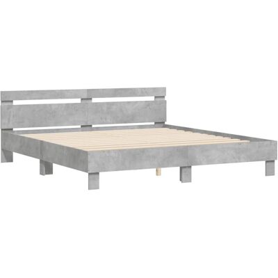 vidaXL Bed Frame with Headboard - 180x200cm - Concrete Grey vidaXL Bed Frame with Headboard - 180x200cm - Concrete Grey
