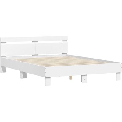 vidaXL Bettgestell 150x200cm Weiß mit Kopfteil - Bettgestell vidaXL Bettgestell 150x200cm Weiß mit Kopfteil - Bettgestell