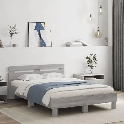 vidaXL Harmaa Sonoma Sänkykehys 120x200 cm with Headboard vidaXL Harmaa Sonoma Sänkykehys 120x200 cm with Headboard