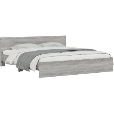 vidaXL Bettgestell Grau Sonoma 180x200 cm - Bettgestell mit Kopfteil vidaXL Bettgestell Grau Sonoma 180x200 cm - Bettgestell mit Kopfteil