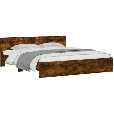 Cornice del letto in quercia affumicata vidaXL 160x200 cm - Tipo di letto Cornice del letto in quercia affumicata vidaXL 160x200 cm - Tipo di letto