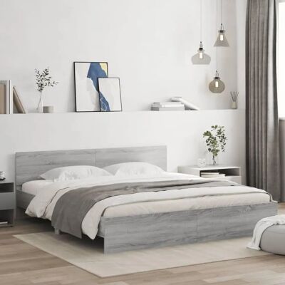 Struttura letto grigia Sonoma con testata vidaXL - Letto camera da letto Struttura letto grigia Sonoma con testata vidaXL - Letto camera da letto