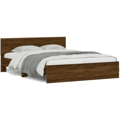vidaXL Bettgestell mit Kopfteil - Braune Eiche - 150x200cm vidaXL Bettgestell mit Kopfteil - Braune Eiche - 150x200cm