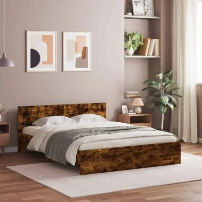 Struttura letto in rovere affumicato vidaXL 140x200 cm con testata Struttura letto in rovere affumicato vidaXL 140x200 cm con testata