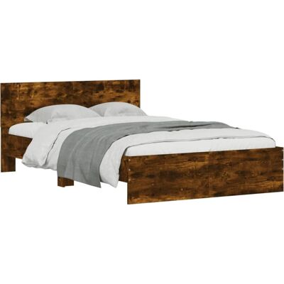 vidaXL Smoked Oak Bed Frame - Support and Stability vidaXL Smoked Oak Bed Frame - Support and Stability