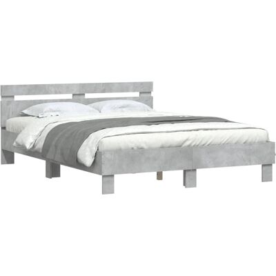 Estructura de cama gris cemento con LED - 140x200cm - Respaldo y cabecero Estructura de cama gris cemento con LED - 140x200cm - Respaldo y cabecero