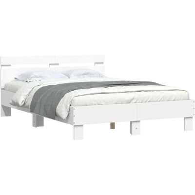 vidaXL Bed Frame with LED RGB Lighting - 135x190 cm - White - Bed Type vidaXL Bed Frame with LED RGB Lighting - 135x190 cm - White - Bed Type