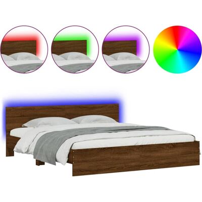 vidaXL Bettgestell mit LED, Braun Eiche, 200x200 cm - Bettgestell vidaXL Bettgestell mit LED, Braun Eiche, 200x200 cm - Bettgestell