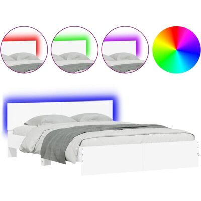 vidaXL Sengestel med LED - Hvid, 180x200 cm, Support og Hovedgærde vidaXL Sengestel med LED - Hvid, 180x200 cm, Support og Hovedgærde