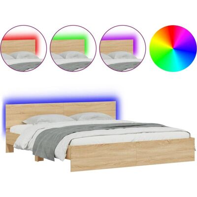 vidaXL Sengestel med LED, Sonoma eg, King Size - Sengestel vidaXL Sengestel med LED, Sonoma eg, King Size - Sengestel