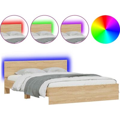 vidaXL Sonoma Eiche LED Bettgestell - Bettgestell vidaXL Sonoma Eiche LED Bettgestell - Bettgestell