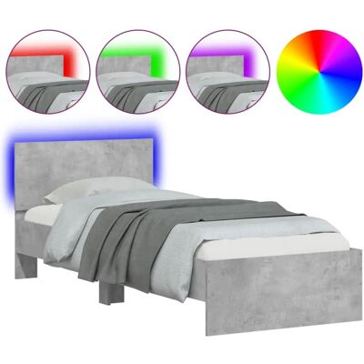 vidaXL Bettgestell mit LED - 160x200 cm Grau vidaXL Bettgestell mit LED - 160x200 cm Grau