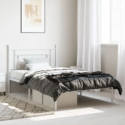vidaXL metalliyhdenen sänky valkoinen 107x203 cm pääty - Sänky vidaXL metalliyhdenen sänky valkoinen 107x203 cm pääty - Sänky