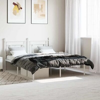 vidaXL Metallbett Weiß 160x200cm - Bettgestell & Kopfteil vidaXL Metallbett Weiß 160x200cm - Bettgestell & Kopfteil