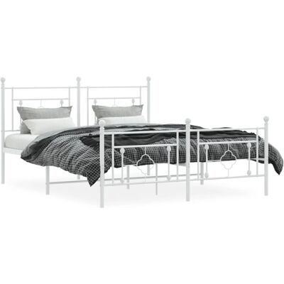 vidaXL metalen bedframe wit - 160x200 cm - Bedframe vidaXL metalen bedframe wit - 160x200 cm - Bedframe