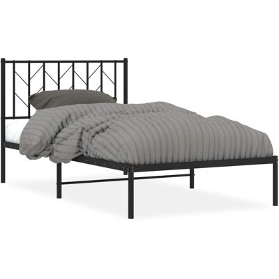 vidaXL Bed Frame - Zwart 140x190cm met hoofdbord vidaXL Bed Frame - Zwart 140x190cm met hoofdbord