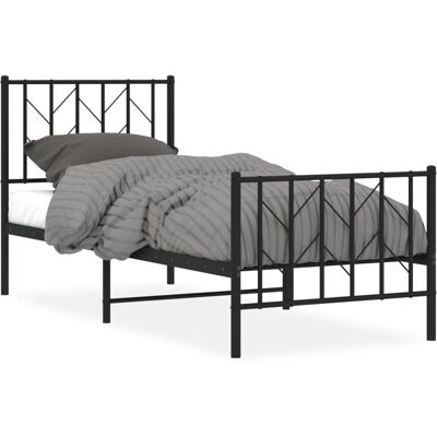 vidaXL 374445 Bed Frame - Metal, Black, 75x190 cm vidaXL 374445 Bed Frame - Metal, Black, 75x190 cm