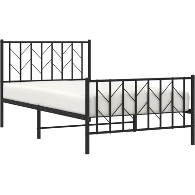 vidaXL Metallbettgestell mit Kopfteil - Bettgestell - Schwarz 100x190 cm vidaXL Metallbettgestell mit Kopfteil - Bettgestell - Schwarz 100x190 cm