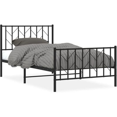 vidaXL Metallbettgestell mit Kopfteil - Bettgestell, Schwarz, 100x200 cm vidaXL Metallbettgestell mit Kopfteil - Bettgestell, Schwarz, 100x200 cm