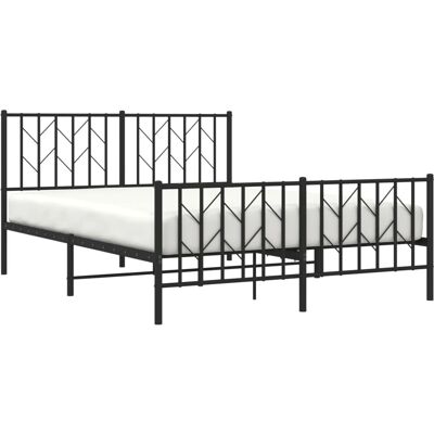 vidaXL Bettgestell Metall mit Kopfteil - Bettgestell - Metall - Schwarz - 135x190 cm vidaXL Bettgestell Metall mit Kopfteil - Bettgestell - Metall - Schwarz - 135x190 cm