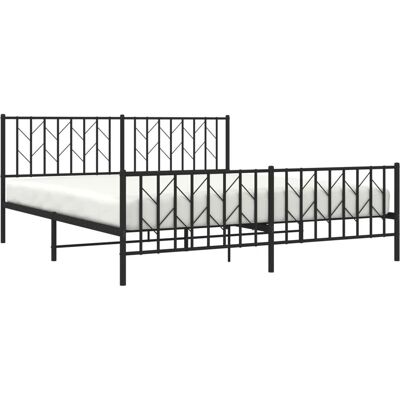 vidaXL Metallbettgestell mit Kopfteil - Bettgestell - Metall - Schwarz - 183x213 cm vidaXL Metallbettgestell mit Kopfteil - Bettgestell - Metall - Schwarz - 183x213 cm