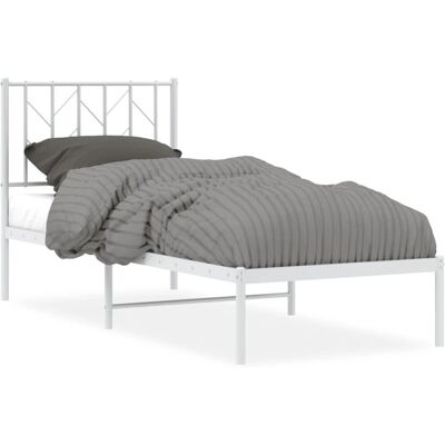 vidaXL 374476 Weißes Metallbett mit Kopfteil - Bettgestell vidaXL 374476 Weißes Metallbett mit Kopfteil - Bettgestell