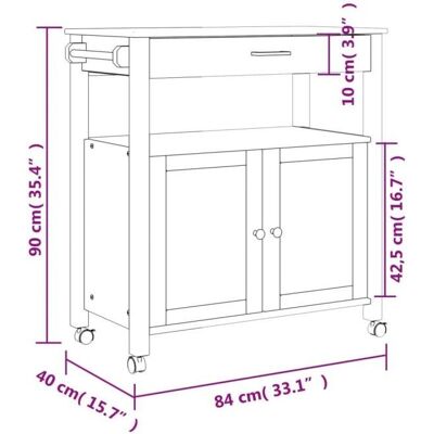 vidaXL Grauer Monza Küchentrolley 84x40x90cm - Küchenwagen vidaXL Grauer Monza Küchentrolley 84x40x90cm - Küchenwagen