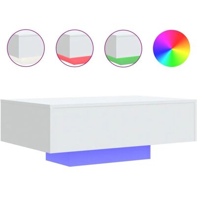 vidaXL 836609 Couchtisch mit LED-Lichtern Weiß 85x55x31 cm - Couchtisch vidaXL 836609 Couchtisch mit LED-Lichtern Weiß 85x55x31 cm - Couchtisch