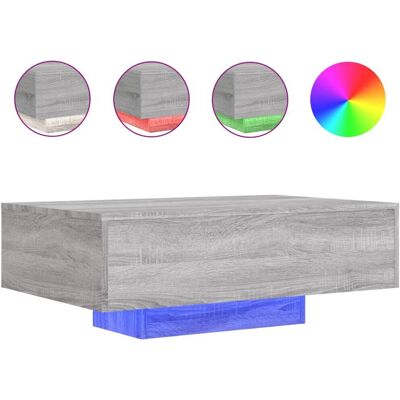 vidaXL Graues Sonoma Couchtisch mit LED-Lichtern - Couchtisch vidaXL Graues Sonoma Couchtisch mit LED-Lichtern - Couchtisch