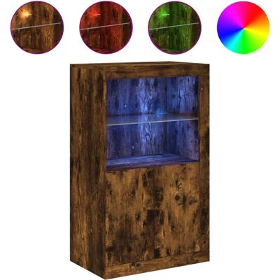 vidaXL Beistellschrank mit LED-Leuchten, Räuchereiche - Sideboard vidaXL Beistellschrank mit LED-Leuchten, Räuchereiche - Sideboard
