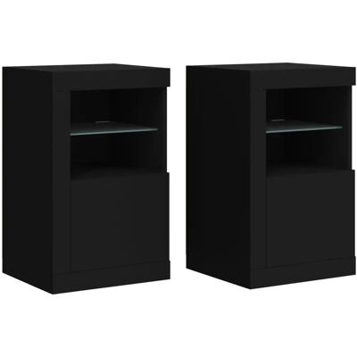 vidaXL Schwarze 2er LED Sideboards - Seitenschränke Aufbewahrung vidaXL Schwarze 2er LED Sideboards - Seitenschränke Aufbewahrung