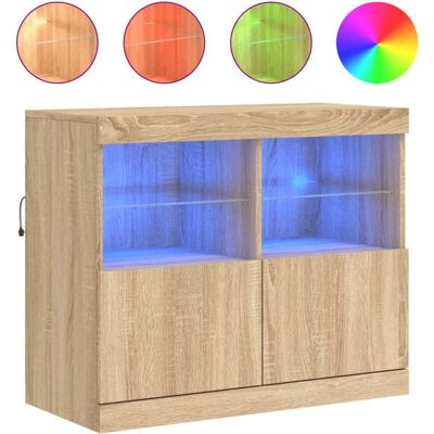 vidaXL Sonoma Eiche Sideboard mit LED-Beleuchtung - Wohnzimmermöbel vidaXL Sonoma Eiche Sideboard mit LED-Beleuchtung - Wohnzimmermöbel