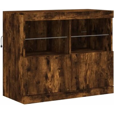 vidaXL Gerookt Eichen-Sideboard mit LED-Licht - Stauraum - Highboard vidaXL Gerookt Eichen-Sideboard mit LED-Licht - Stauraum - Highboard