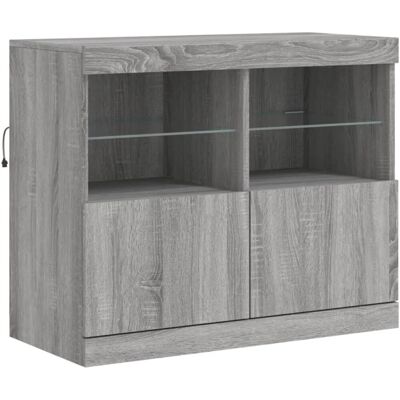vidaXL Grijze Sonoma Dressoir met LED-verlichting - Kast vidaXL Grijze Sonoma Dressoir met LED-verlichting - Kast