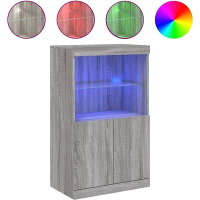 vidaXL Mueble de almacenamiento gris Sonoma - Moderno con luces LED vidaXL Mueble de almacenamiento gris Sonoma - Moderno con luces LED