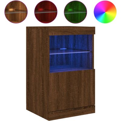 vidaXL Brown Oak Sideboard with LED Lights - Storage & Display - Sideboard vidaXL Brown Oak Sideboard with LED Lights - Storage & Display - Sideboard