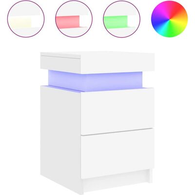 vidaXL Nachtkastje met LED-verlichting - Wit 35x39x55 cm vidaXL Nachtkastje met LED-verlichting - Wit 35x39x55 cm