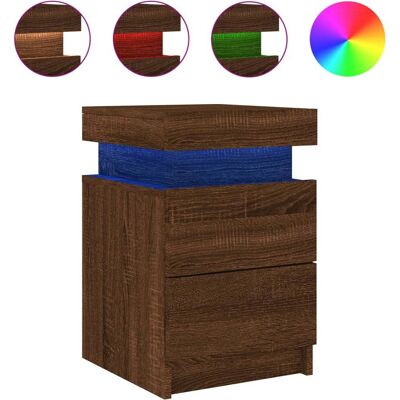 vidaXL Nachttisch Eiche - Modern, mit LED-Lichtern, 35x39x55cm vidaXL Nachttisch Eiche - Modern, mit LED-Lichtern, 35x39x55cm