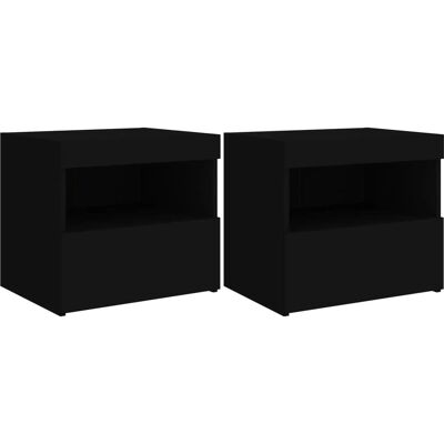 vidaXL Nachttisch - LED-Leuchten - 50x40x45cm - Schwarz vidaXL Nachttisch - LED-Leuchten - 50x40x45cm - Schwarz