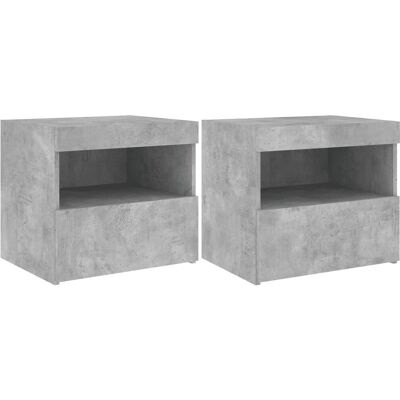 vidaXL Nachttisch - Betonggrau - LED-Lichter - 50x40x45cm - Nachttisch vidaXL Nachttisch - Betonggrau - LED-Lichter - 50x40x45cm - Nachttisch