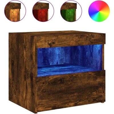 Nachtkastje avec éclairage LED en chêne fumé - Commode de nuit - Publicité Nachtkastje avec éclairage LED en chêne fumé - Commode de nuit - Publicité