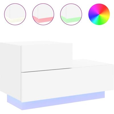 vidaXL Nachtkastje - LED-verlichting - 70x36x40,5 cm - Wit - Nachtkastje vidaXL Nachtkastje - LED-verlichting - 70x36x40,5 cm - Wit - Nachtkastje