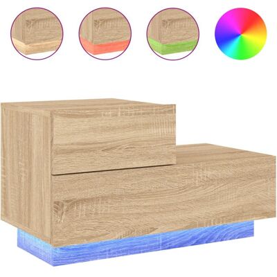 vidaXL Sonoma Eiche Nachttisch - LED-Lichter, Kompakt, Modern - Nachttisch vidaXL Sonoma Eiche Nachttisch - LED-Lichter, Kompakt, Modern - Nachttisch