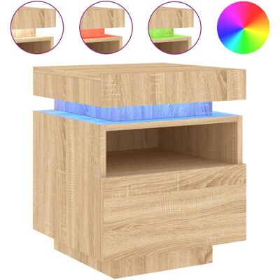 vidaXL Nachttisch mit LED-Leuchten Sonoma Eiche - Nachttisch vidaXL Nachttisch mit LED-Leuchten Sonoma Eiche - Nachttisch
