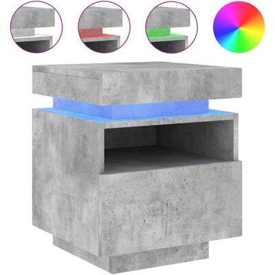 vidaXL Nachttisch mit LED-Leuchten - Betonggrau - 40x39x48,5 cm vidaXL Nachttisch mit LED-Leuchten - Betonggrau - 40x39x48,5 cm