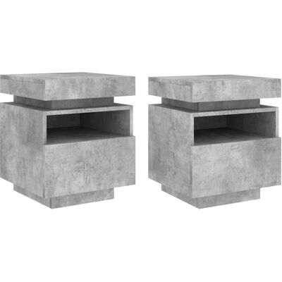 vidaXL 836791 Nachttisch - Beton grau - LED-Lichter - 2 Stück - 40x39x48,5 cm vidaXL 836791 Nachttisch - Beton grau - LED-Lichter - 2 Stück - 40x39x48,5 cm