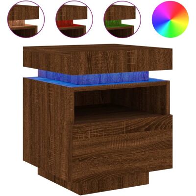 vidaXL Nachttisch mit LED-Leuchten Braun Eichen-Optik - Nachttisch vidaXL Nachttisch mit LED-Leuchten Braun Eichen-Optik - Nachttisch